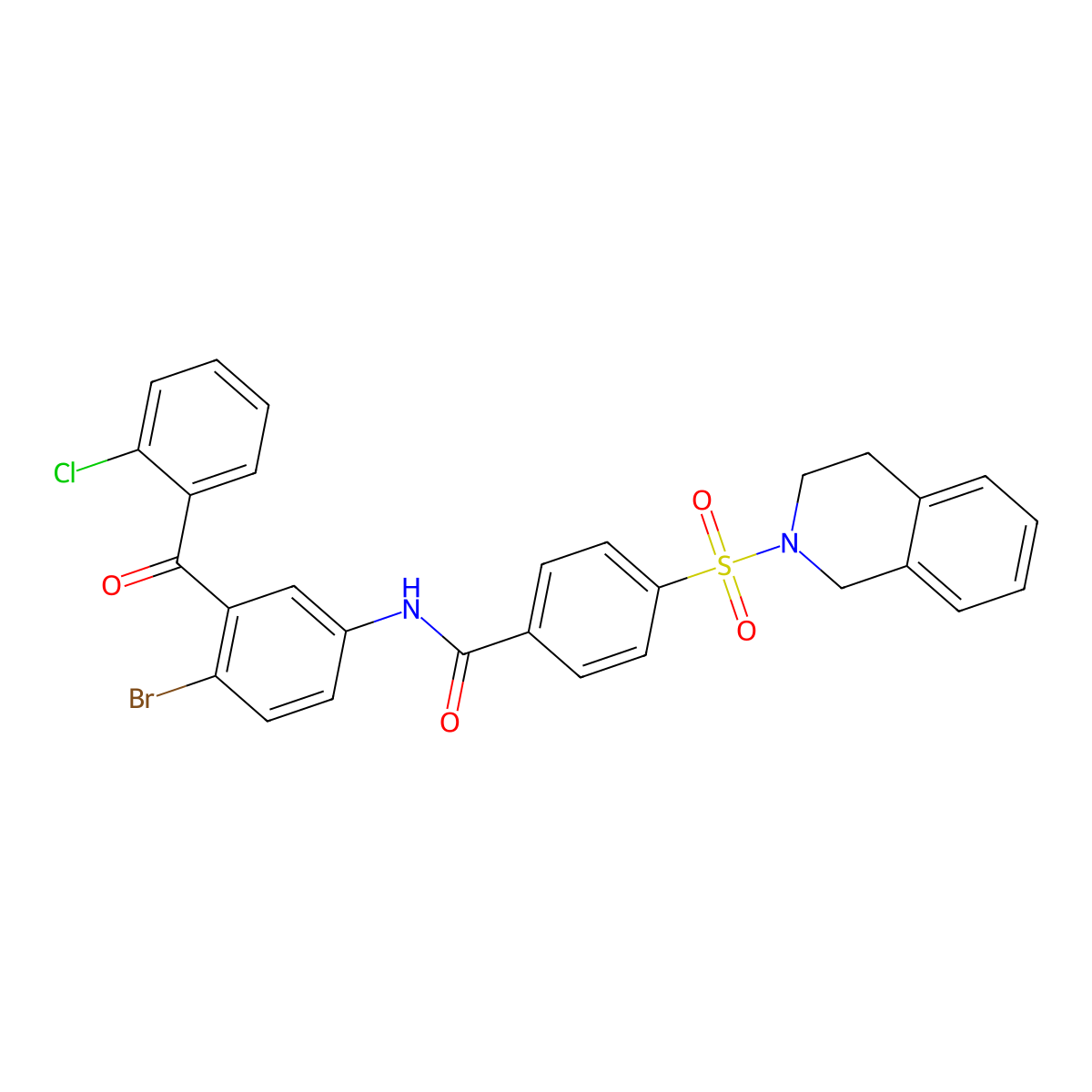 N-(4-bromo-3-(2-chlorobenzoyl)phenyl)-4-((3,4-dihydroisoquinolin-2(1H)-yl)sulfonyl)benzamide molecular structure, CAS 391876-52-1