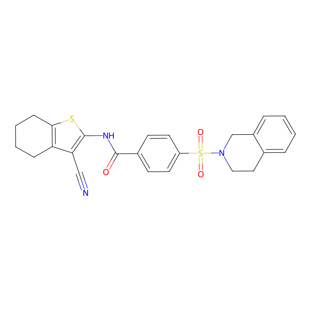 N-(3-cyano-4,5,6,7-tetrahydrobenzo[b]thiophen-2-yl)-4-((3,4-dihydroisoquinolin-2(1H)-yl)sulfonyl)benzamide molecular structure, CAS 391876-57-6