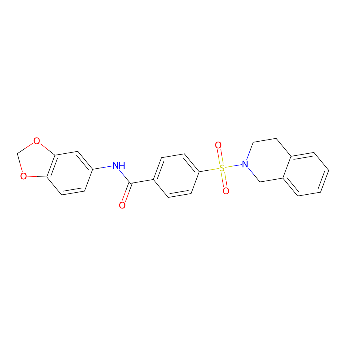 N-(benzo[d][1,3]dioxol-5-yl)-4-((3,4-dihydroisoquinolin-2(1H)-yl)sulfonyl)benzamide molecular structure, CAS 391876-61-2