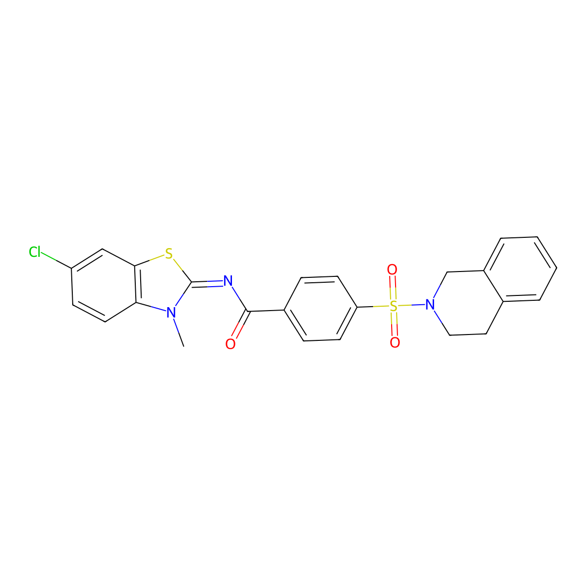 (Z)-N-(6-chloro-3-methylbenzo[d]thiazol-2(3H)-ylidene)-4-((3,4-dihydroisoquinolin-2(1H)-yl)sulfonyl)benzamide molecular structure, CAS 391876-64-5