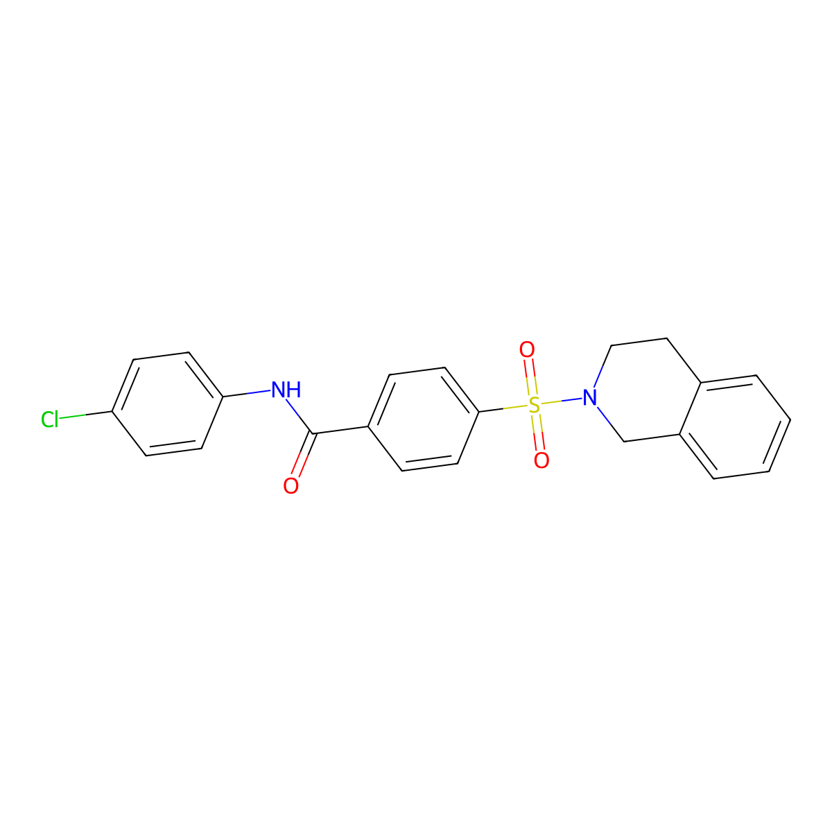 N-(4-chlorophenyl)-4-(3,4-dihydro-1H-isoquinolin-2-ylsulfonyl)benzamide molecular structure, CAS 391876-65-6