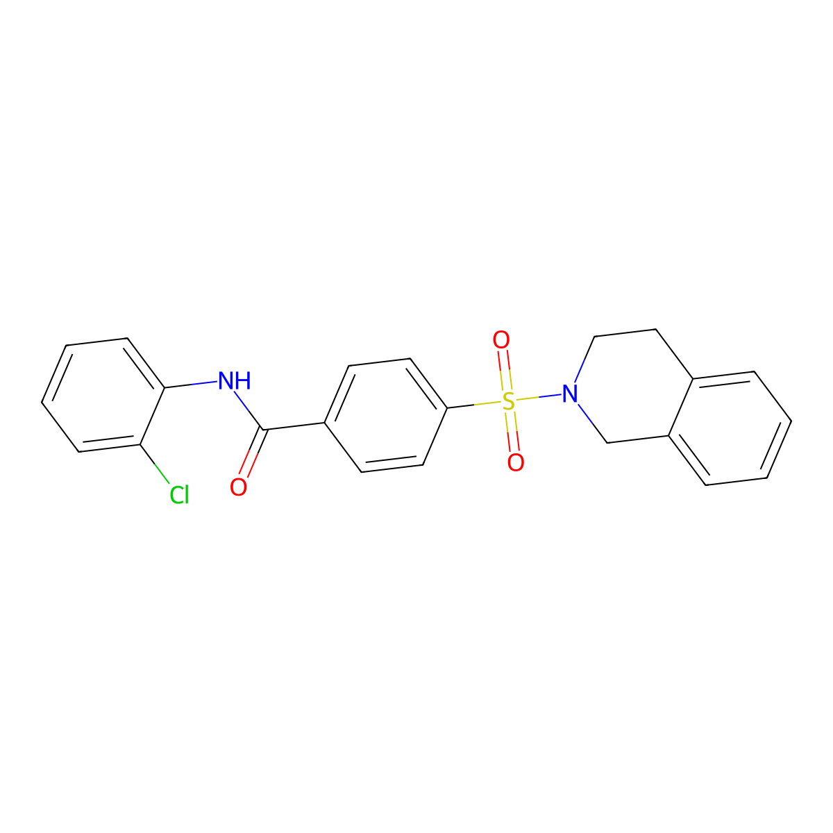 N-(2-chlorophenyl)-4-(3,4-dihydro-1H-isoquinolin-2-ylsulfonyl)benzamide molecular structure, CAS 391876-66-7