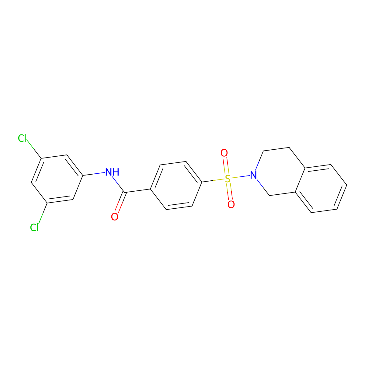 N-(3,5-dichlorophenyl)-4-(3,4-dihydro-1H-isoquinolin-2-ylsulfonyl)benzamide molecular structure, CAS 391876-69-0