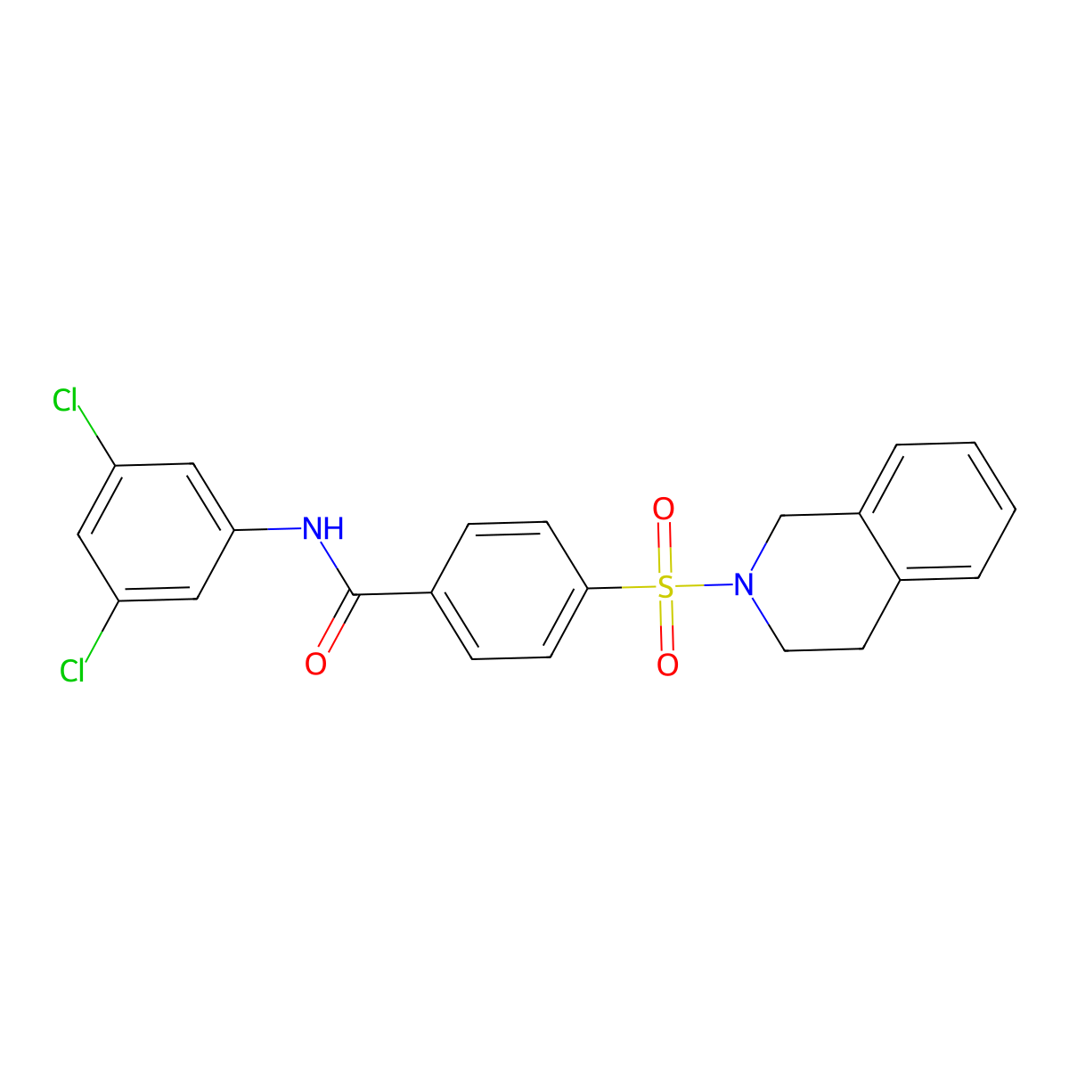 N-(3,5-dichlorophenyl)-4-(3,4-dihydro-1H-isoquinolin-2-ylsulfonyl)benzamide molecular structure, CAS 391876-69-0
