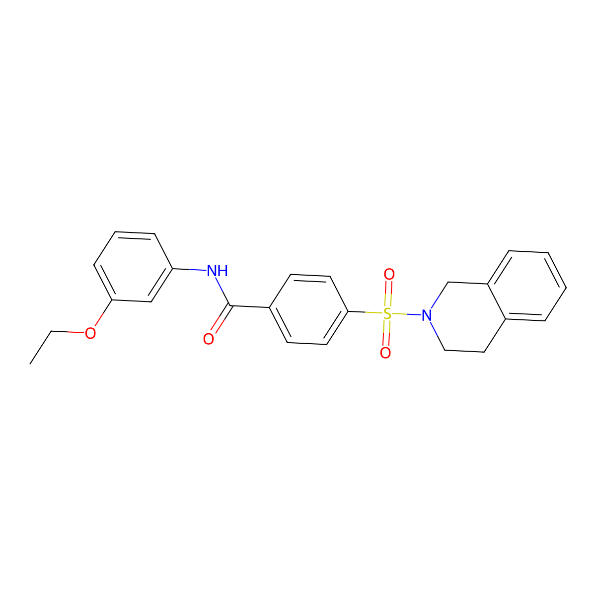 4-(3,4-dihydro-1H-isoquinolin-2-ylsulfonyl)-N-(3-ethoxyphenyl)benzamide molecular structure, CAS 391876-78-1