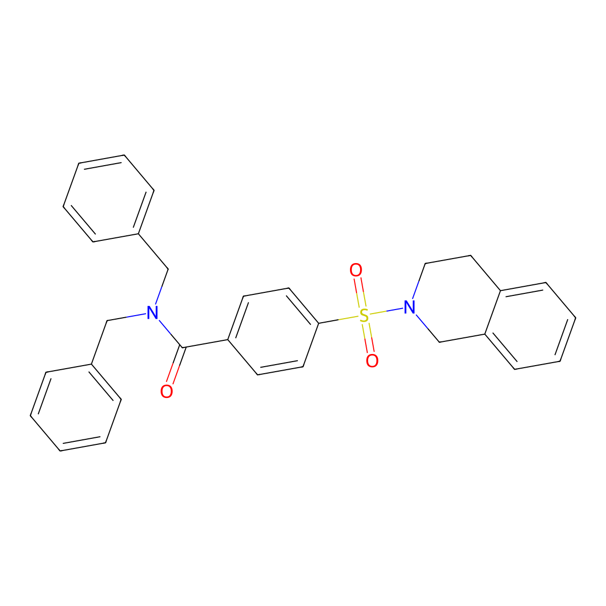 N,N-dibenzyl-4-(3,4-dihydro-1H-isoquinolin-2-ylsulfonyl)benzamide molecular structure, CAS 391876-81-6