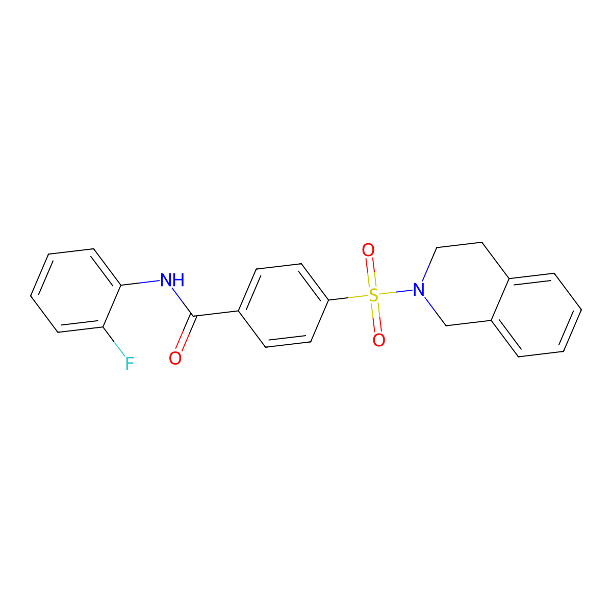 4-((3,4-dihydroisoquinolin-2(1H)-yl)sulfonyl)-N-(2-fluorophenyl)benzamide molecular structure, CAS 391876-86-1