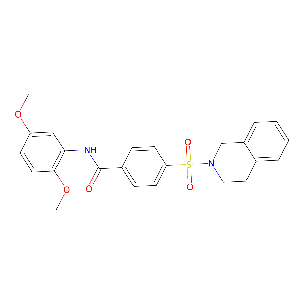 4-(3,4-dihydro-1H-isoquinolin-2-ylsulfonyl)-N-(2,5-dimethoxyphenyl)benzamide molecular structure, CAS 391876-90-7
