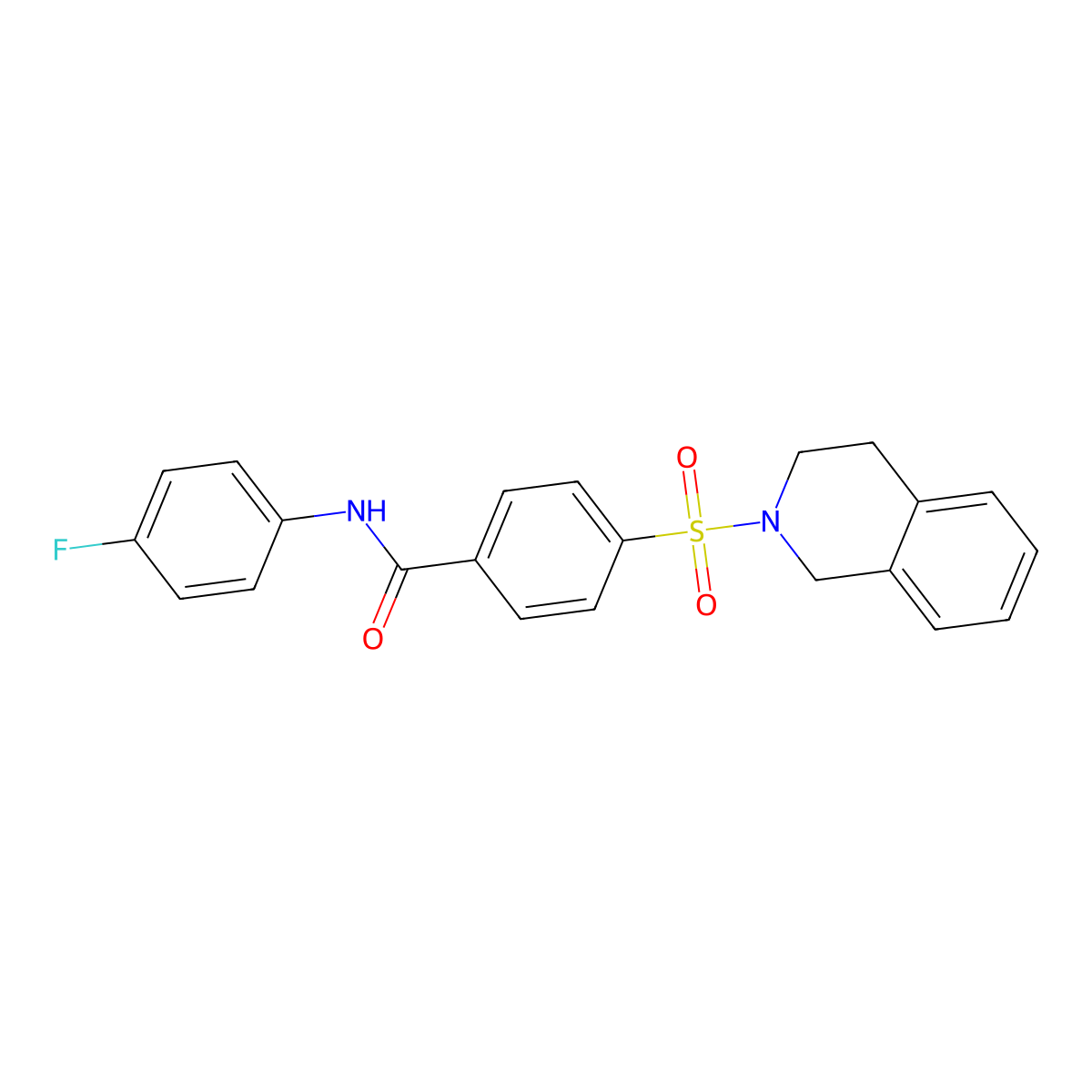 4-((3,4-dihydroisoquinolin-2(1H)-yl)sulfonyl)-N-(4-fluorophenyl)benzamide molecular structure, CAS 391876-92-9