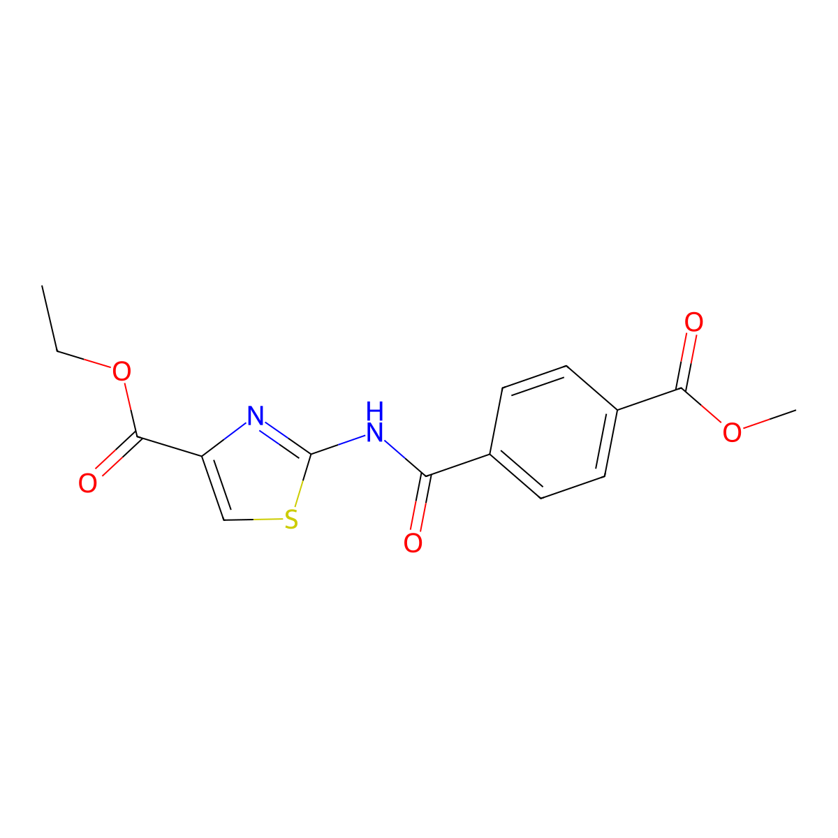 Ethyl 2-(4-(methoxycarbonyl)benzamido)thiazole-4-carboxylate molecular structure, CAS 391876-97-4