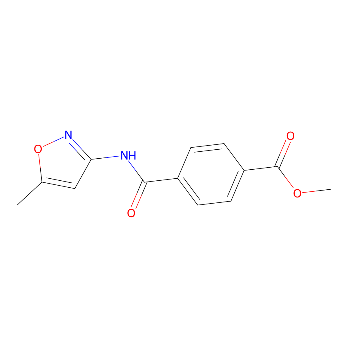 Methyl 4-((5-methylisoxazol-3-yl)carbamoyl)benzoate molecular structure, CAS 391876-99-6