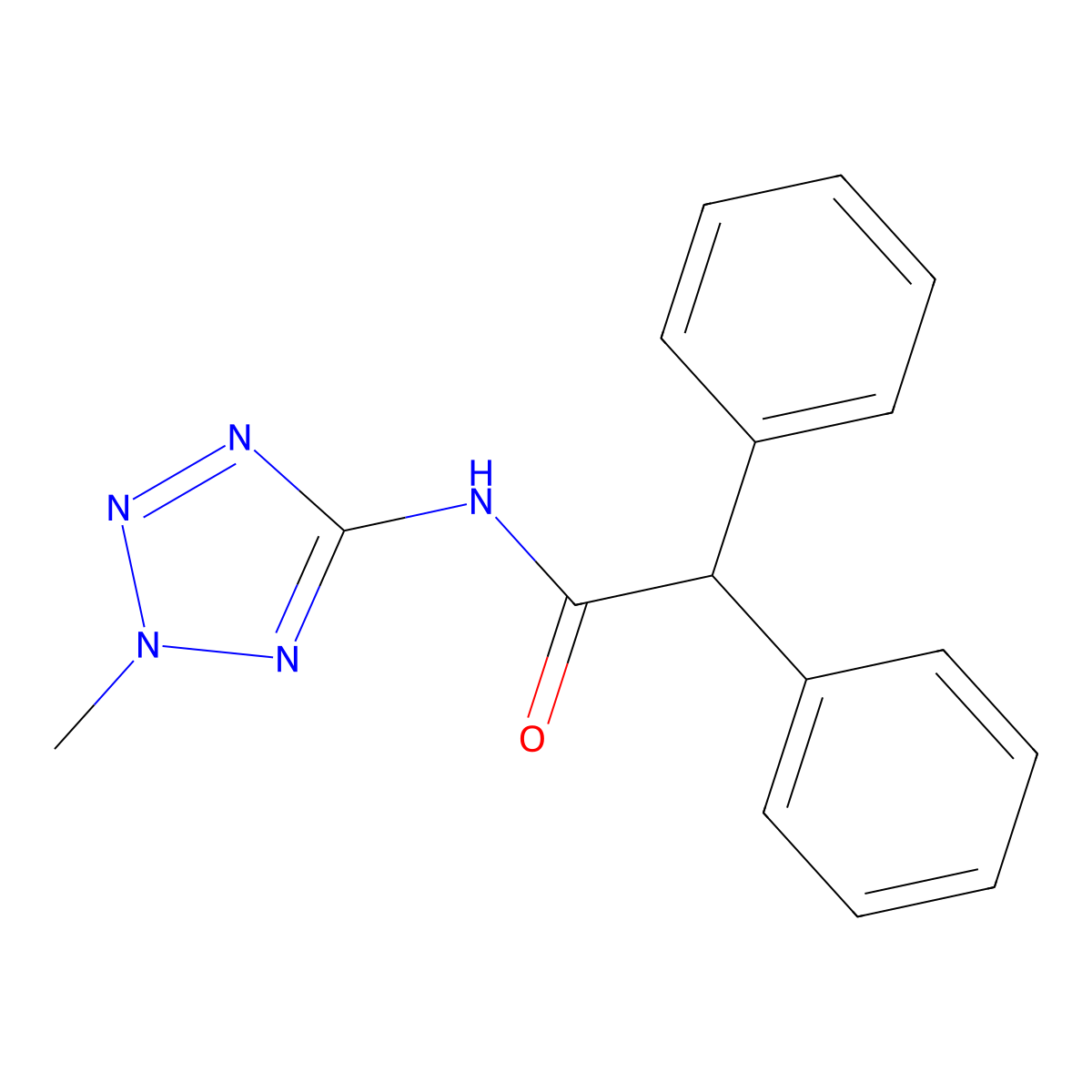 N-(2-methyltetrazol-5-yl)-2,2-diphenylacetamide molecular structure, CAS 391880-92-5