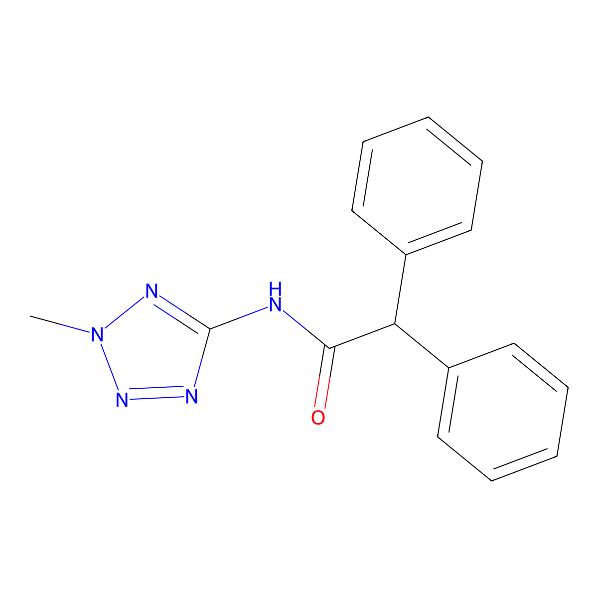 N-(2-methyltetrazol-5-yl)-2,2-diphenylacetamide molecular structure, CAS 391880-92-5