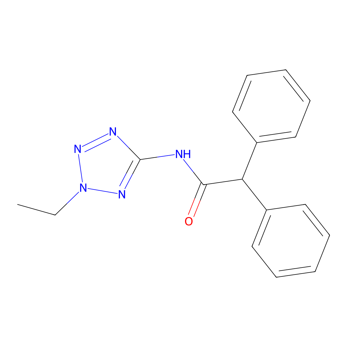 N-(2-ethyl-2H-tetraazol-5-yl)-2,2-diphenylacetamide molecular structure, CAS 391880-94-7