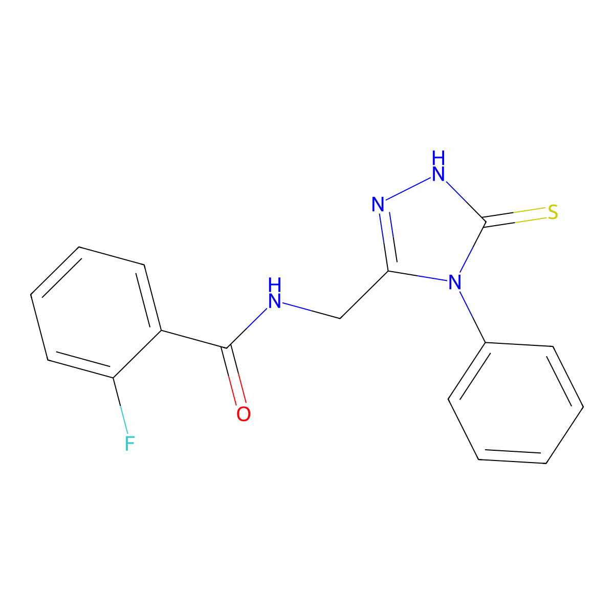 2-fluoro-N-((5-mercapto-4-phenyl-4H-1,2,4-triazol-3-yl)methyl)benzamide molecular structure, CAS 391886-33-2