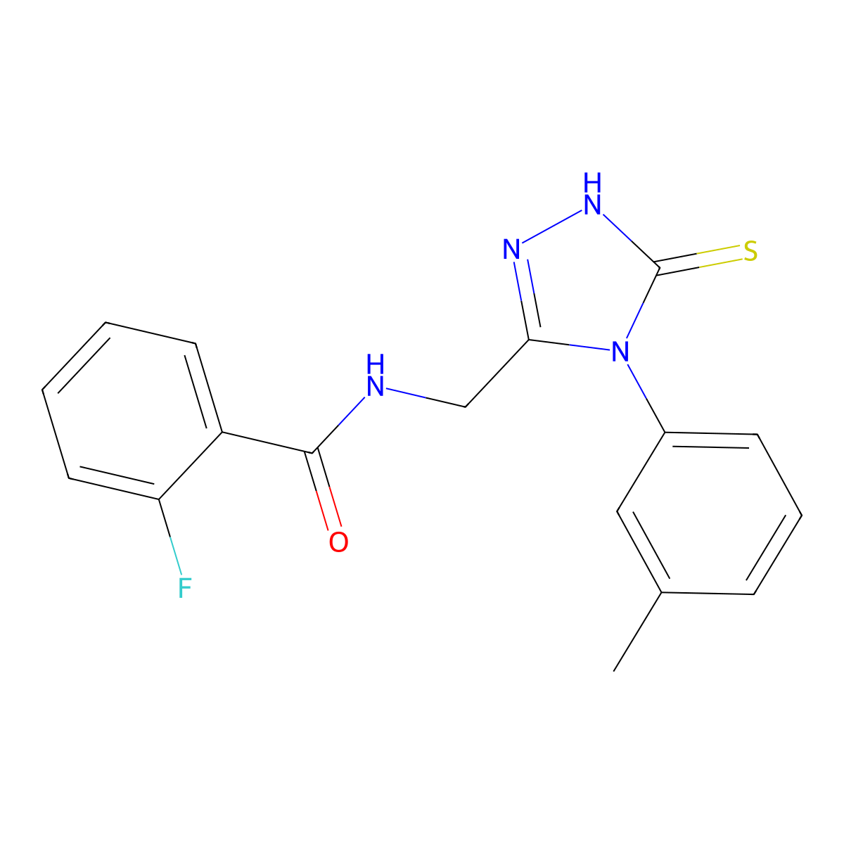 2-fluoro-N-[[4-(3-methylphenyl)-5-sulfanylidene-1H-1,2,4-triazol-3-yl]methyl]benzamide molecular structure, CAS 391886-38-7