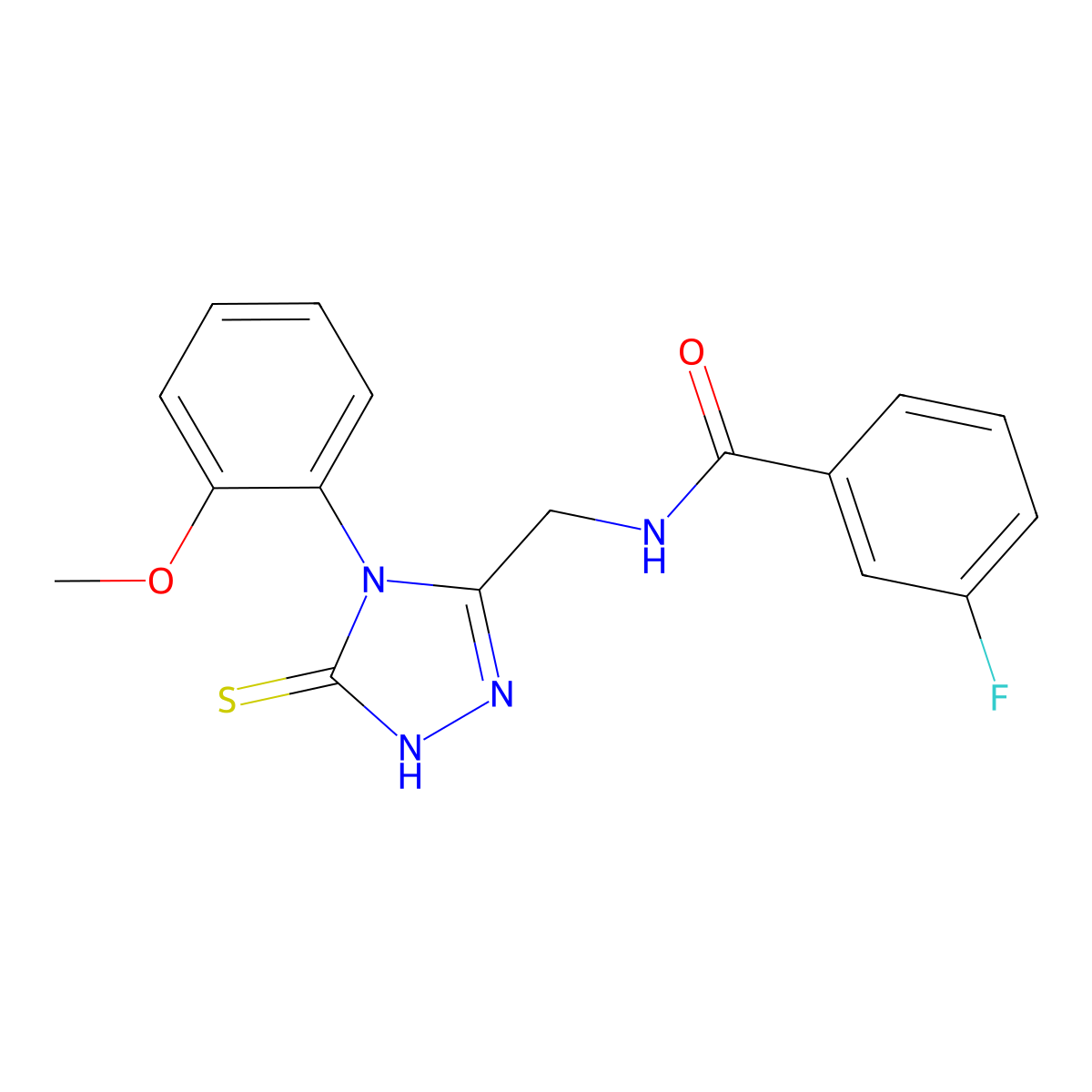 3-fluoro-N-[[4-(2-methoxyphenyl)-5-sulfanylidene-1H-1,2,4-triazol-3-yl]methyl]benzamide molecular structure, CAS 391886-43-4
