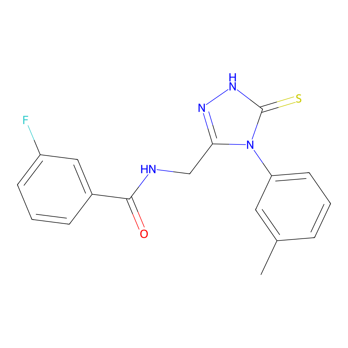 3-fluoro-N-[[4-(3-methylphenyl)-5-sulfanylidene-1H-1,2,4-triazol-3-yl]methyl]benzamide molecular structure, CAS 391886-46-7