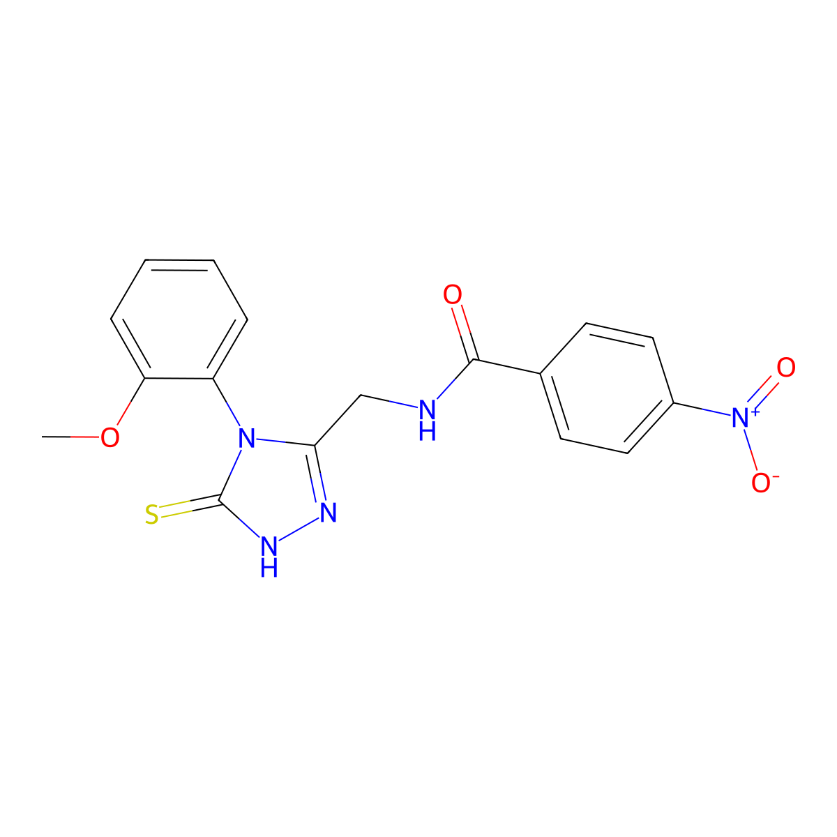 N-((4-(2-methoxyphenyl)-5-thioxo-4,5-dihydro-1H-1,2,4-triazol-3-yl)methyl)-4-nitrobenzamide molecular structure, CAS 391886-52-5