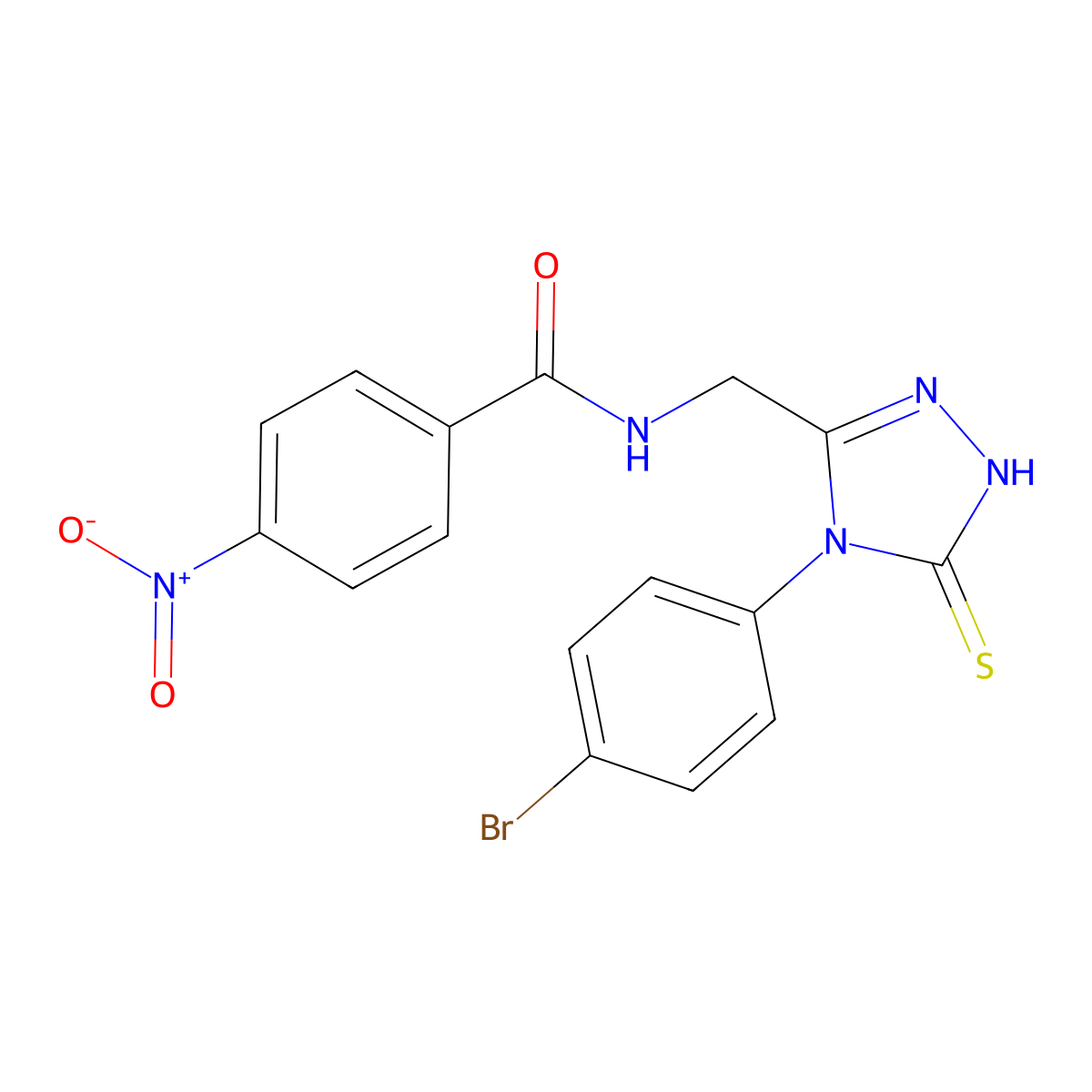 N-[[4-(4-bromophenyl)-5-sulfanylidene-1H-1,2,4-triazol-3-yl]methyl]-4-nitrobenzamide molecular structure, CAS 391886-53-6