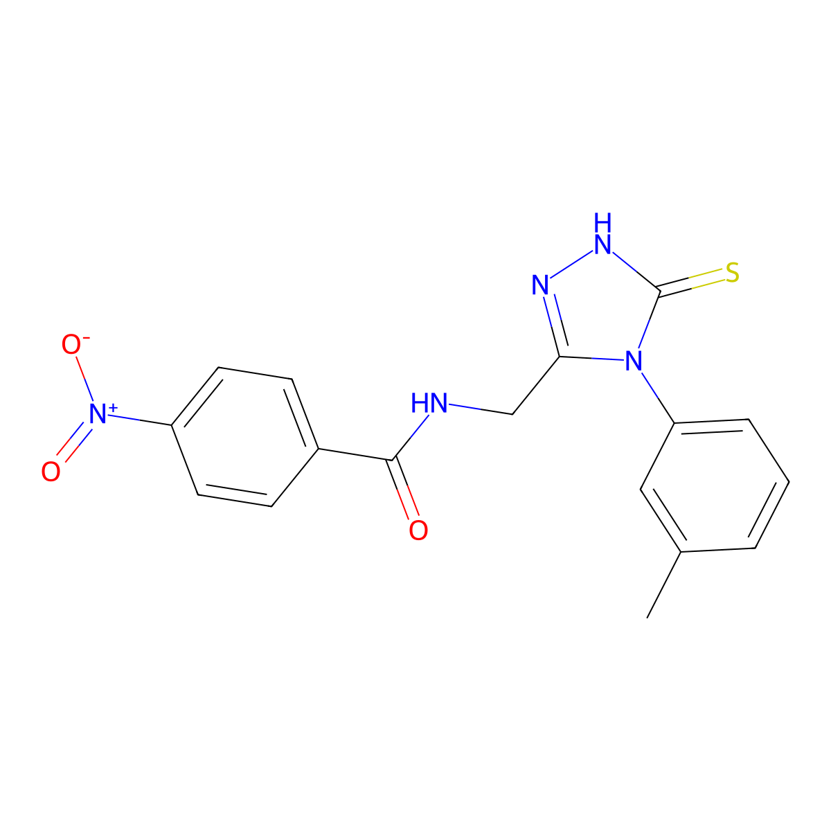 N-[[4-(3-methylphenyl)-5-sulfanylidene-1H-1,2,4-triazol-3-yl]methyl]-4-nitrobenzamide molecular structure, CAS 391886-55-8