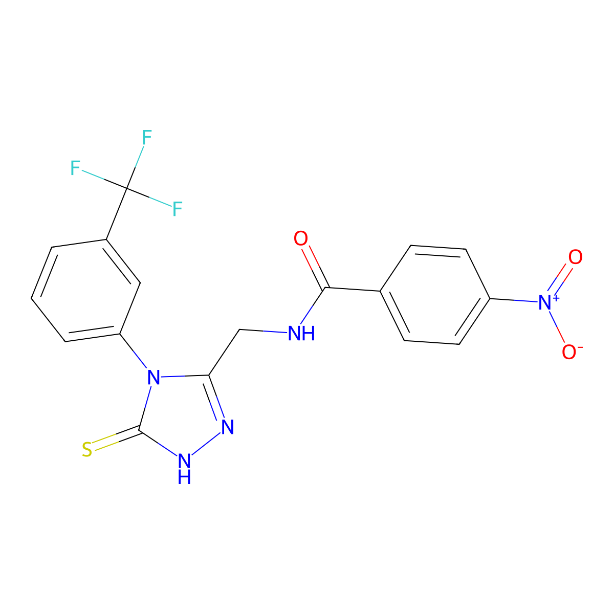 4-nitro-N-[[5-sulfanylidene-4-[3-(trifluoromethyl)phenyl]-1H-1,2,4-triazol-3-yl]methyl]benzamide molecular structure, CAS 391886-56-9