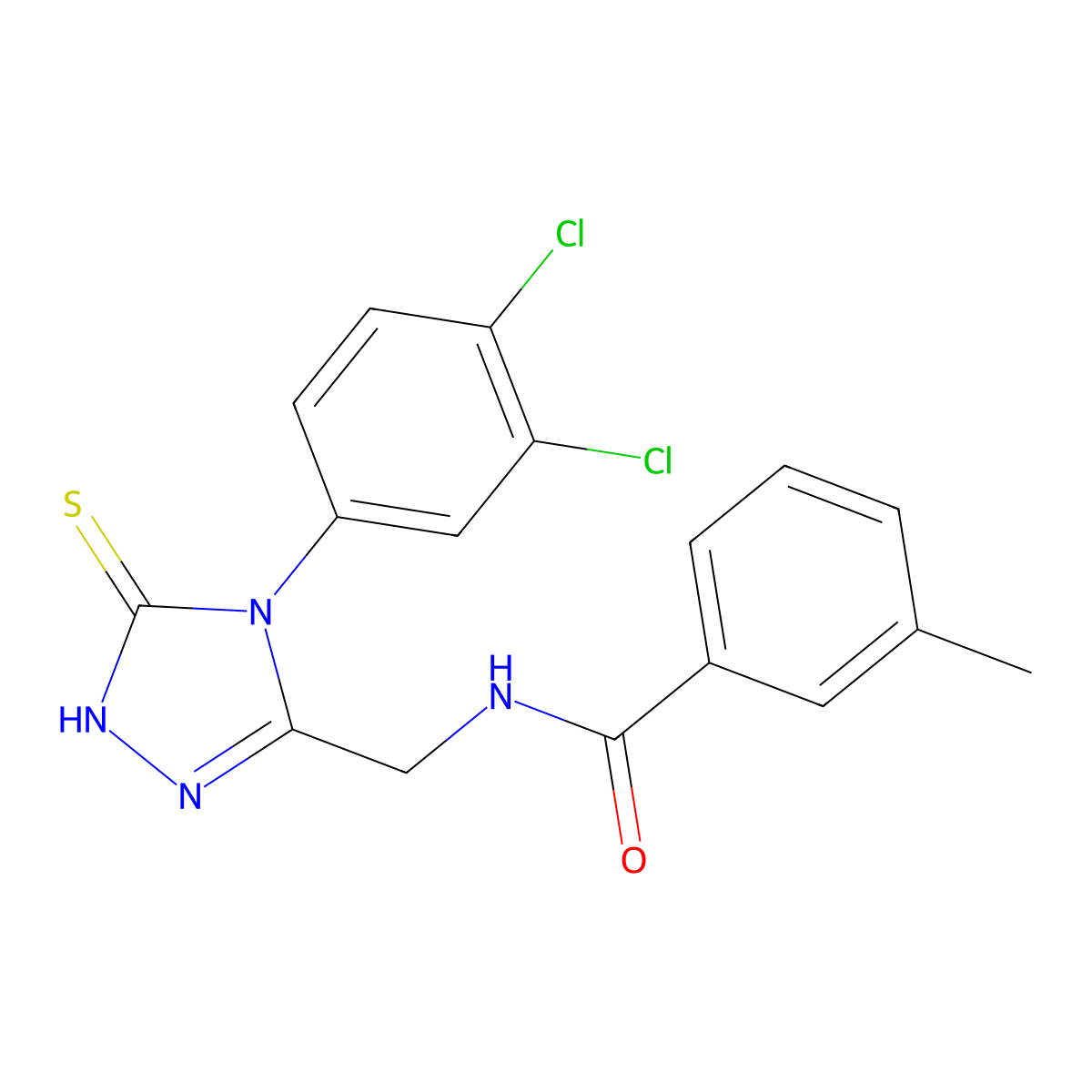 N-((4-(3,4-dichlorophenyl)-5-thioxo-4,5-dihydro-1H-1,2,4-triazol-3-yl)methyl)-3-methylbenzamide molecular structure, CAS 391886-59-2