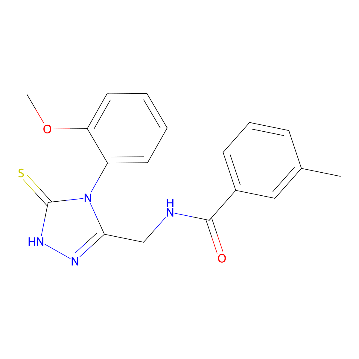 N-[[4-(2-methoxyphenyl)-5-sulfanylidene-1H-1,2,4-triazol-3-yl]methyl]-3-methylbenzamide molecular structure, CAS 391886-60-5