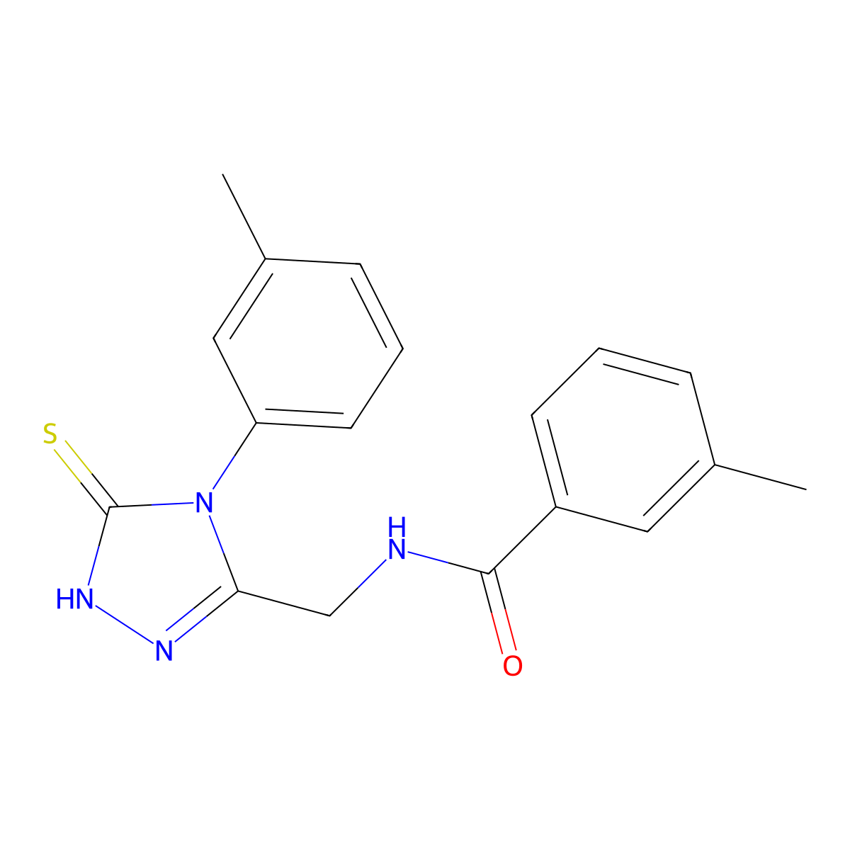 3-methyl-N-((5-thioxo-4-(m-tolyl)-4,5-dihydro-1H-1,2,4-triazol-3-yl)methyl)benzamide molecular structure, CAS 391886-63-8