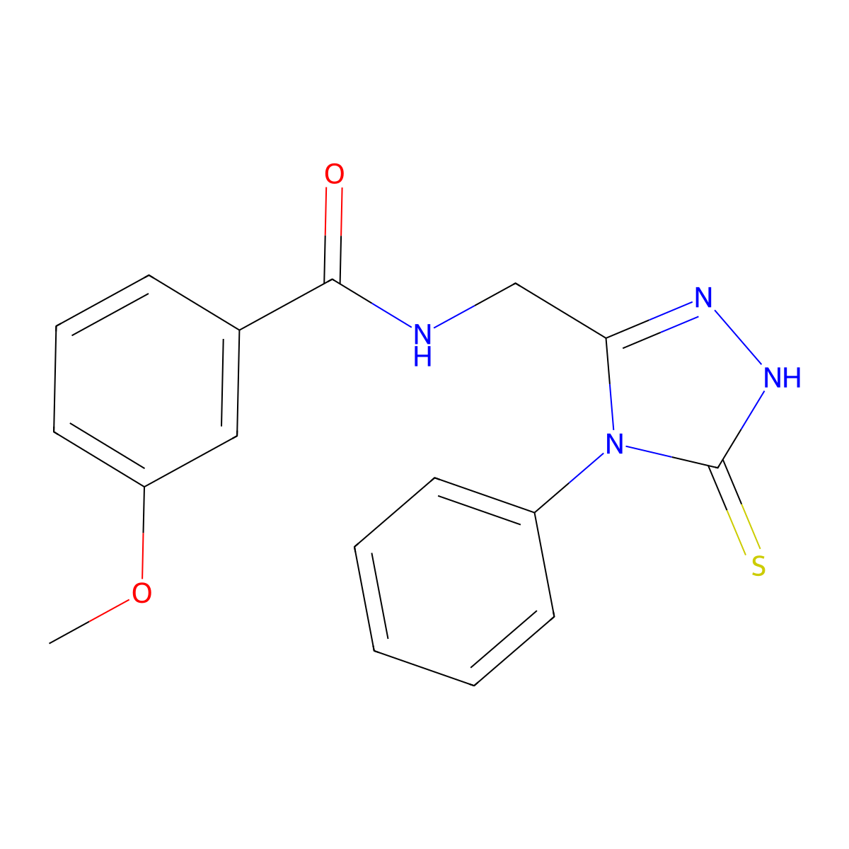 3-methoxy-N-((4-phenyl-5-thioxo-4,5-dihydro-1H-1,2,4-triazol-3-yl)methyl)benzamide molecular structure, CAS 391886-73-0