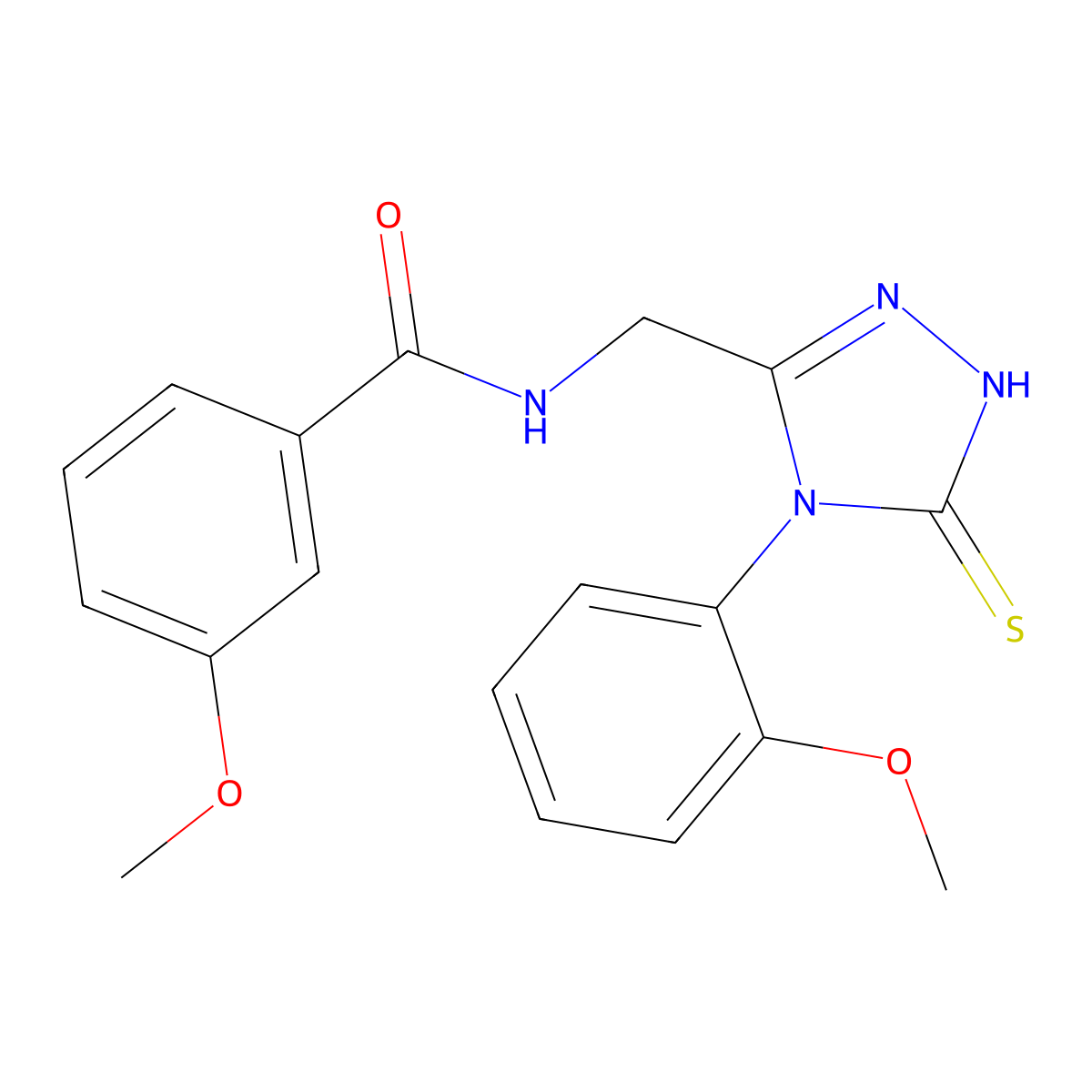 3-methoxy-N-[[4-(2-methoxyphenyl)-5-sulfanylidene-1H-1,2,4-triazol-3-yl]methyl]benzamide molecular structure, CAS 391886-76-3