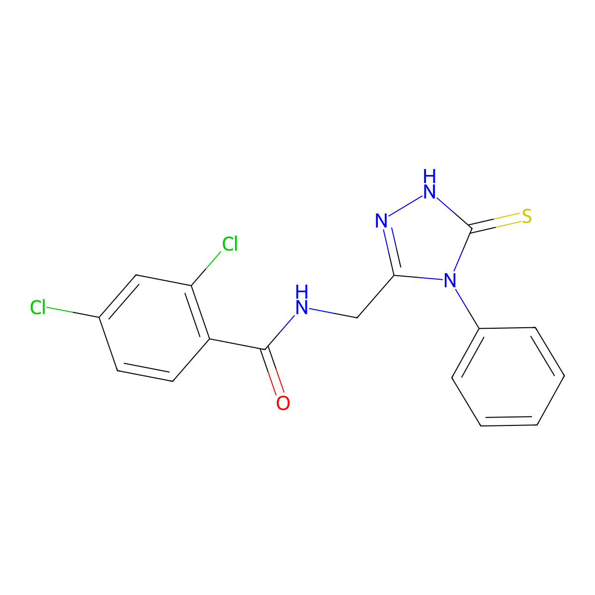 2,4-dichloro-N-[(4-phenyl-5-sulfanylidene-1H-1,2,4-triazol-3-yl)methyl]benzamide molecular structure, CAS 391886-89-8