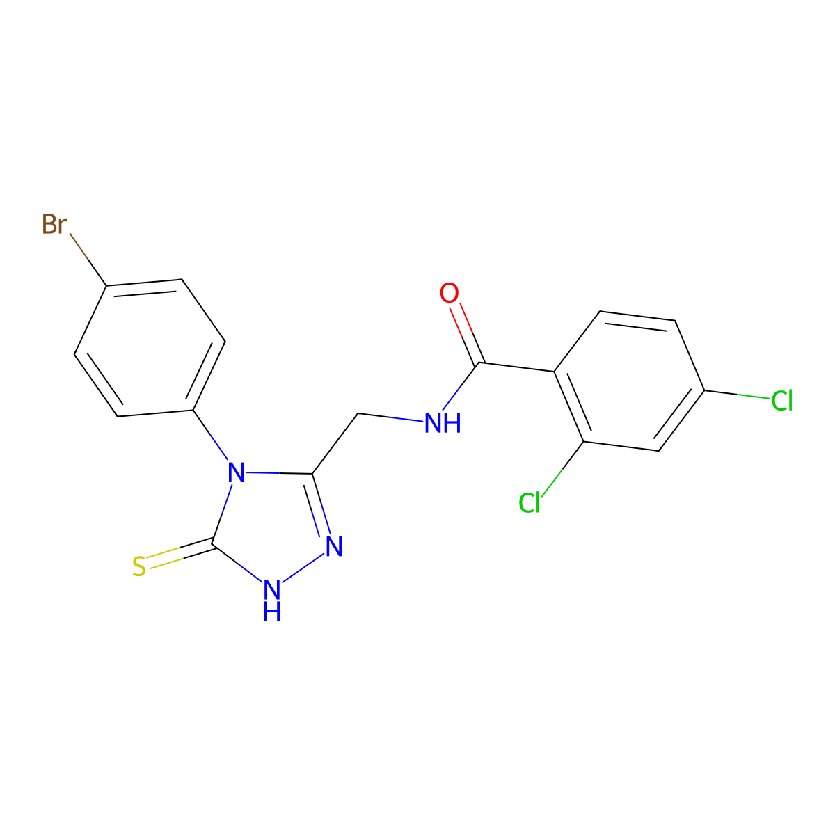 N-((4-(4-bromophenyl)-5-thioxo-4,5-dihydro-1H-1,2,4-triazol-3-yl)methyl)-2,4-dichlorobenzamide molecular structure, CAS 391886-93-4