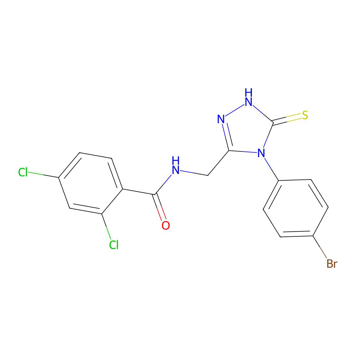 N-((4-(4-bromophenyl)-5-thioxo-4,5-dihydro-1H-1,2,4-triazol-3-yl)methyl)-2,4-dichlorobenzamide molecular structure, CAS 391886-93-4