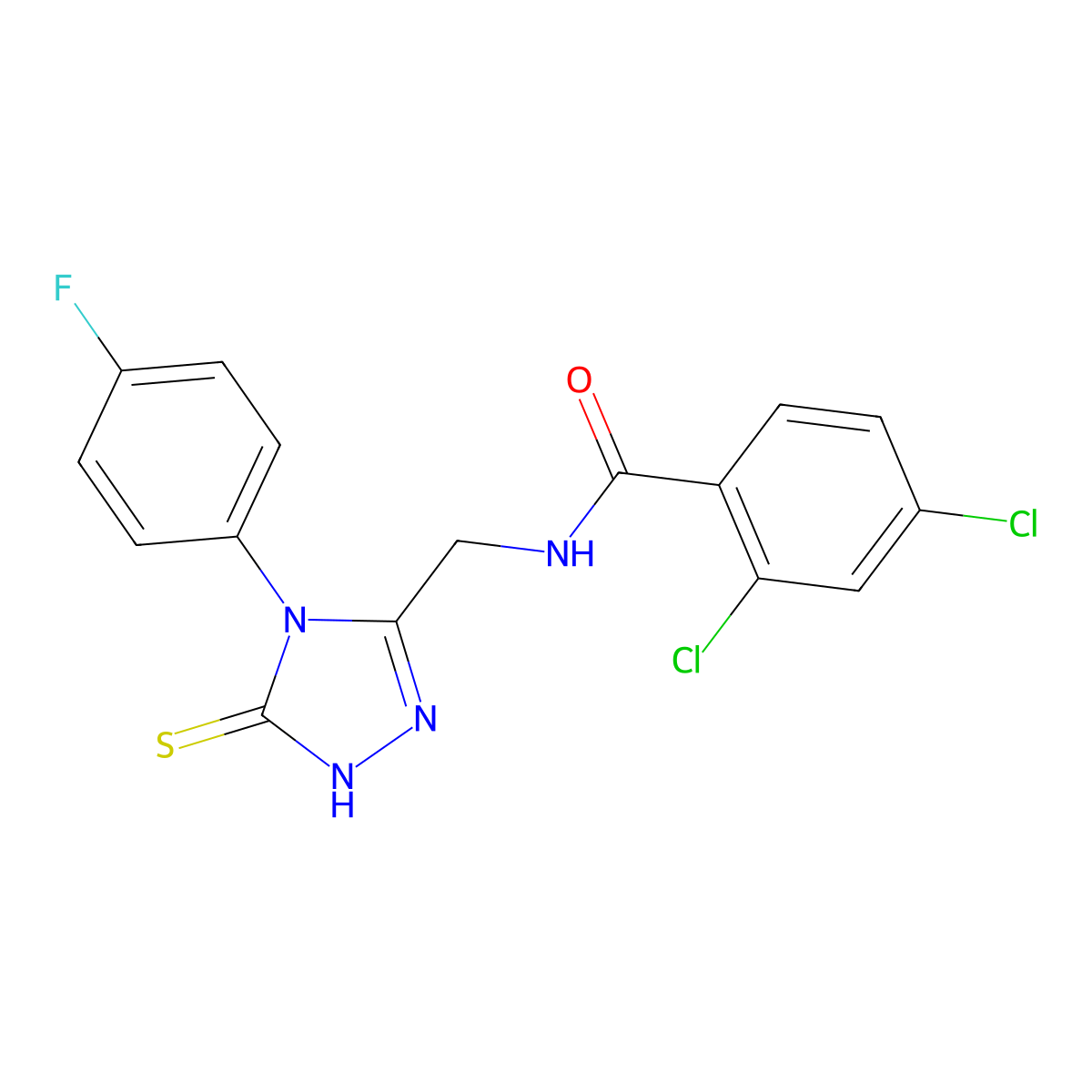 2,4-dichloro-N-[[4-(4-fluorophenyl)-5-sulfanylidene-1H-1,2,4-triazol-3-yl]methyl]benzamide molecular structure, CAS 391886-94-5