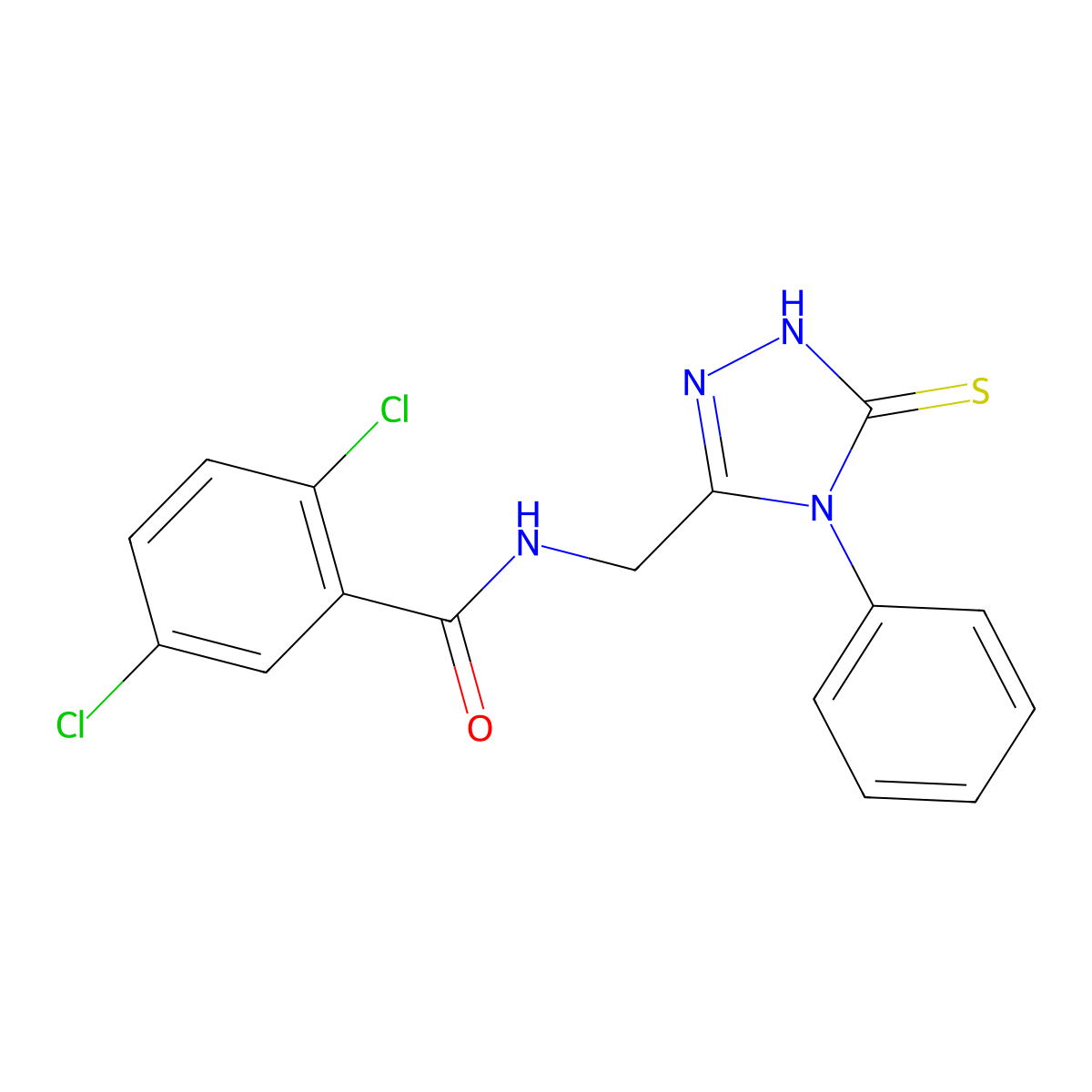 2,5-dichloro-N-((4-phenyl-5-thioxo-4,5-dihydro-1H-1,2,4-triazol-3-yl)methyl)benzamide molecular structure, CAS 391886-97-8