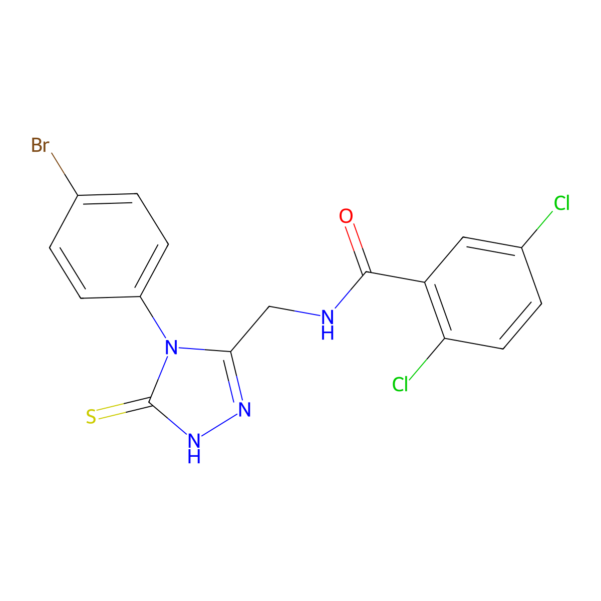 N-[[4-(4-bromophenyl)-5-sulfanylidene-1H-1,2,4-triazol-3-yl]methyl]-2,5-dichlorobenzamide molecular structure, CAS 391887-01-7