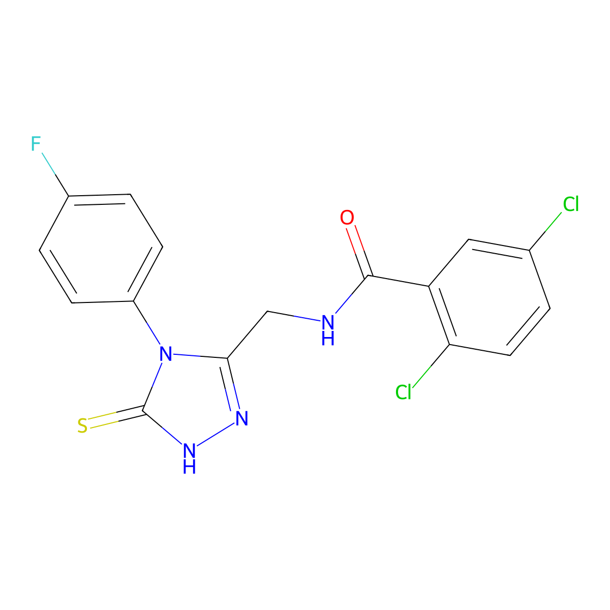 2,5-dichloro-N-[[4-(4-fluorophenyl)-5-sulfanylidene-1H-1,2,4-triazol-3-yl]methyl]benzamide molecular structure, CAS 391887-02-8