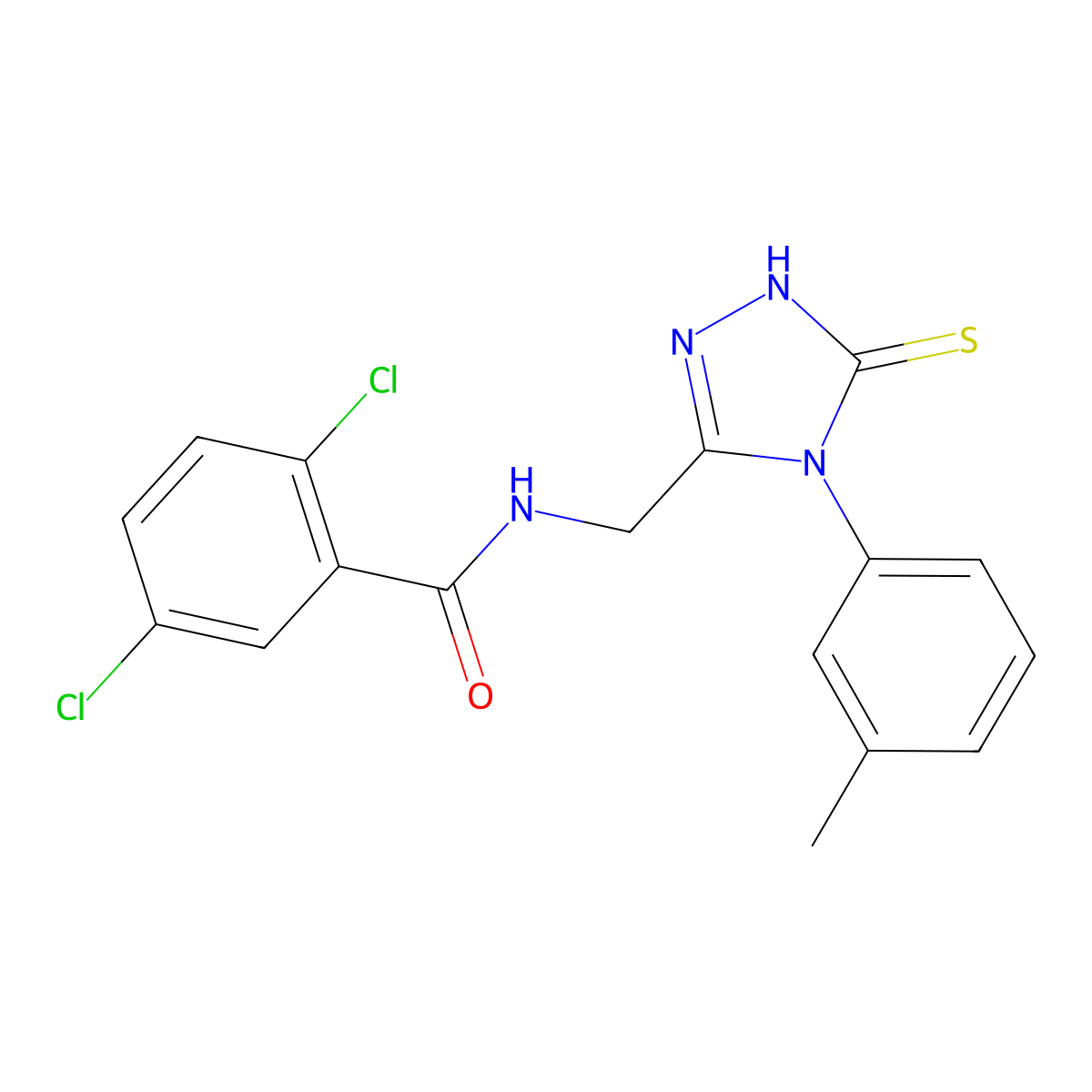 2,5-dichloro-N-((5-thioxo-4-(m-tolyl)-4,5-dihydro-1H-1,2,4-triazol-3-yl)methyl)benzamide molecular structure, CAS 391887-03-9