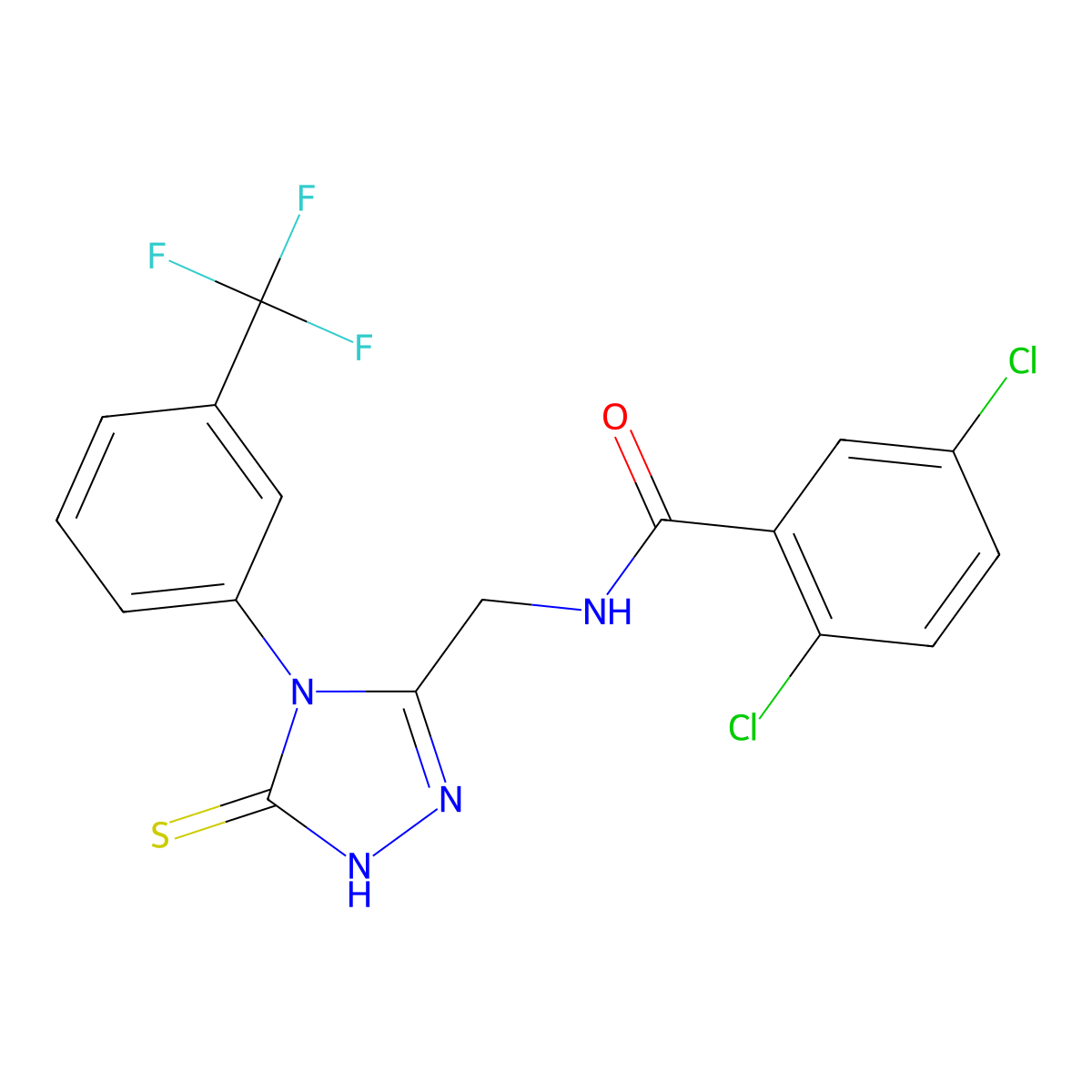 2,5-dichloro-N-[[5-sulfanylidene-4-[3-(trifluoromethyl)phenyl]-1H-1,2,4-triazol-3-yl]methyl]benzamide molecular structure, CAS 391887-04-0