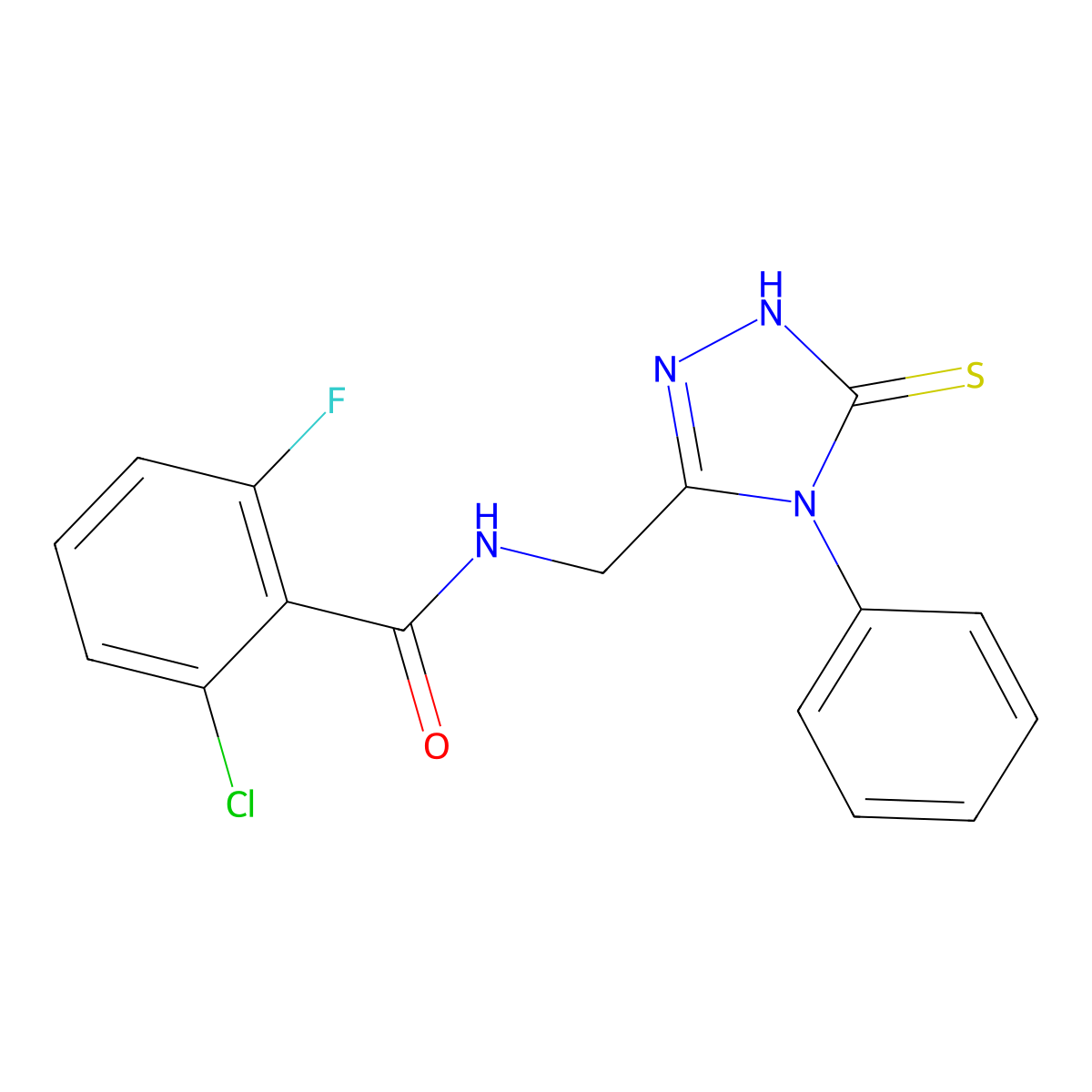 2-chloro-6-fluoro-N-[(4-phenyl-5-sulfanylidene-1H-1,2,4-triazol-3-yl)methyl]benzamide molecular structure, CAS 391887-05-1