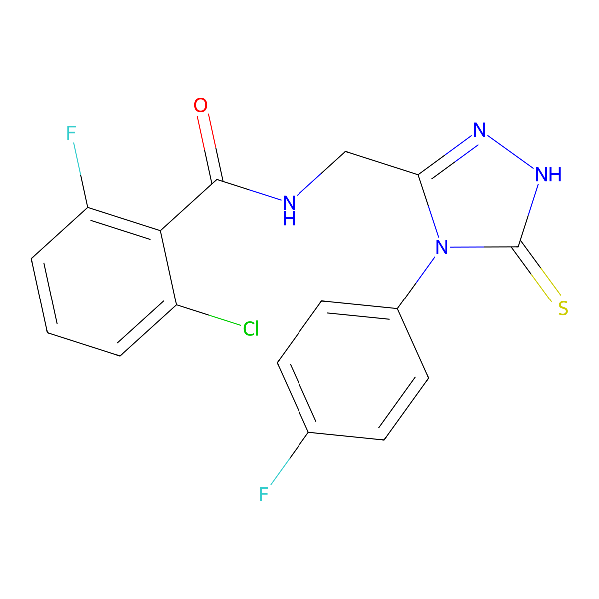2-chloro-6-fluoro-N-[[4-(4-fluorophenyl)-5-sulfanylidene-1H-1,2,4-triazol-3-yl]methyl]benzamide molecular structure, CAS 391887-10-8