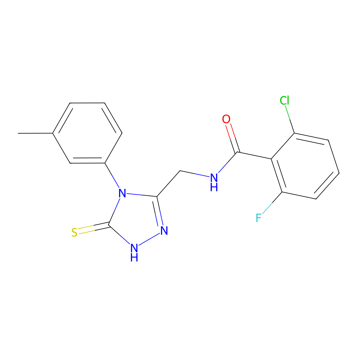 2-chloro-6-fluoro-N-((5-thioxo-4-(m-tolyl)-4,5-dihydro-1H-1,2,4-triazol-3-yl)methyl)benzamide molecular structure, CAS 391887-11-9