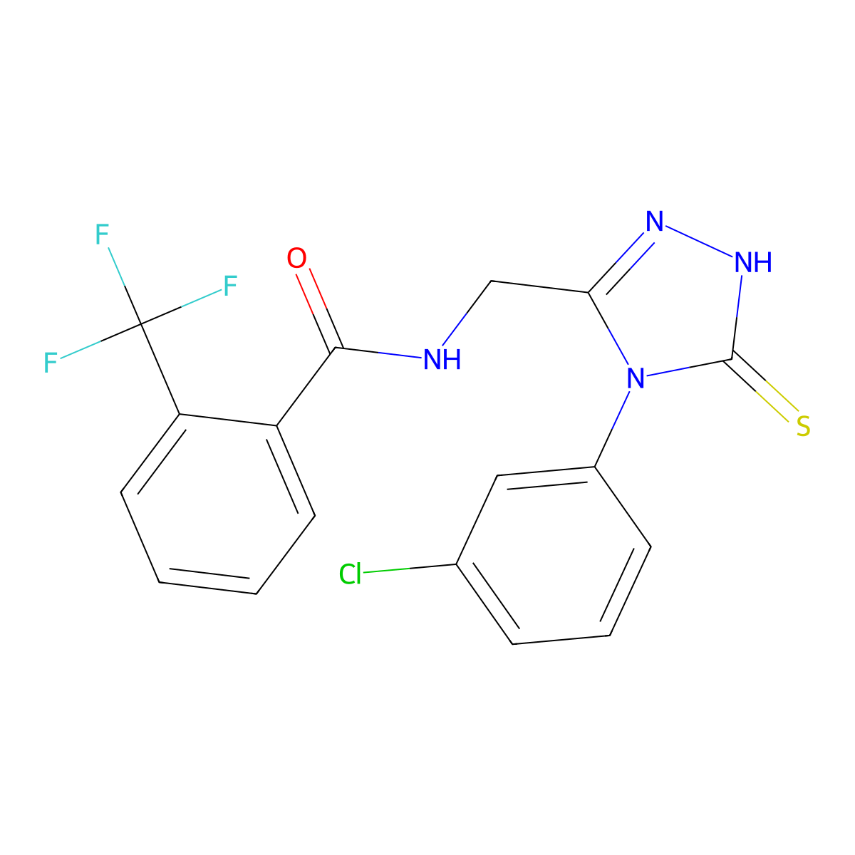 N-[[4-(3-chlorophenyl)-5-sulfanylidene-1H-1,2,4-triazol-3-yl]methyl]-2-(trifluoromethyl)benzamide molecular structure, CAS 391887-14-2