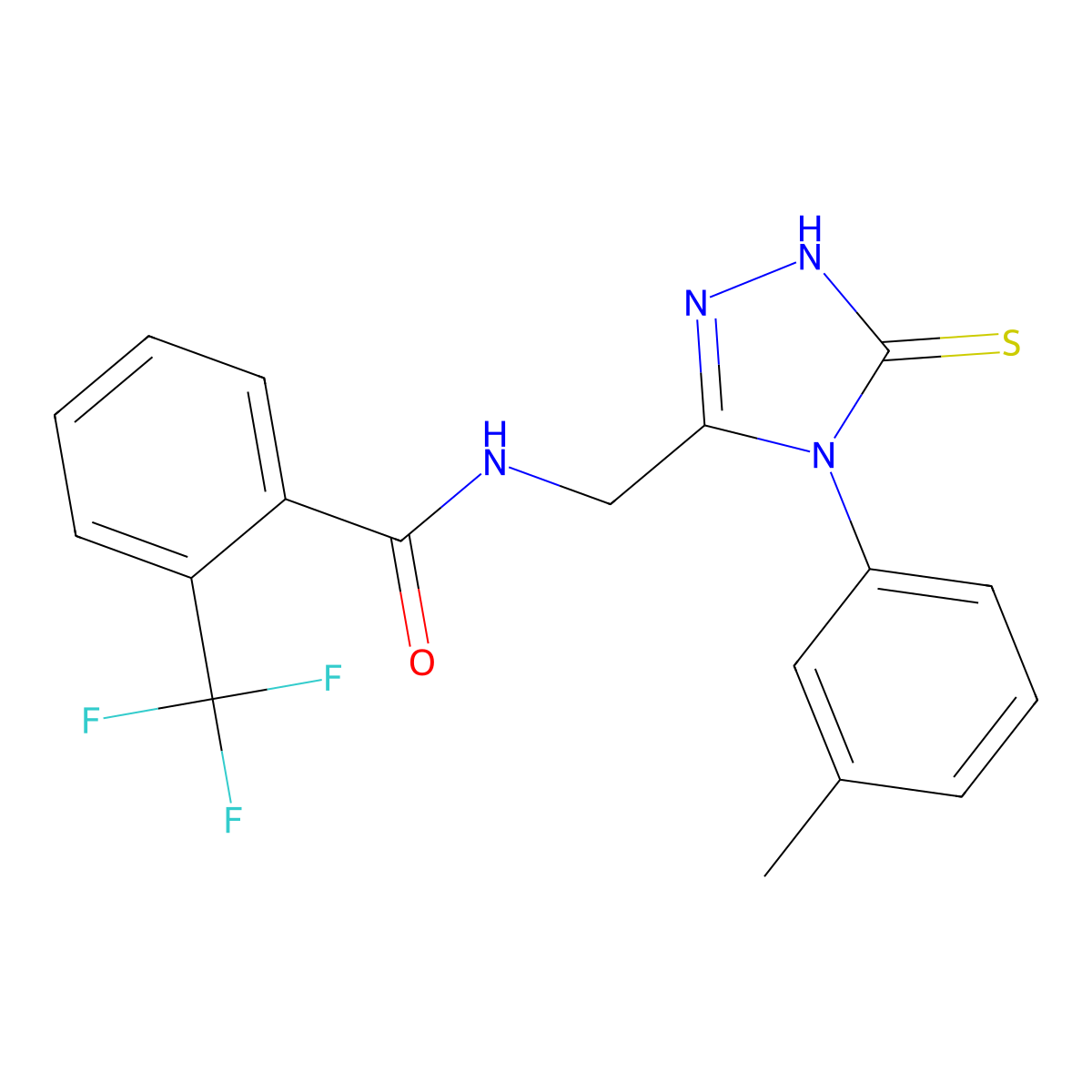 N-[[4-(3-methylphenyl)-5-sulfanylidene-1H-1,2,4-triazol-3-yl]methyl]-2-(trifluoromethyl)benzamide molecular structure, CAS 391887-19-7