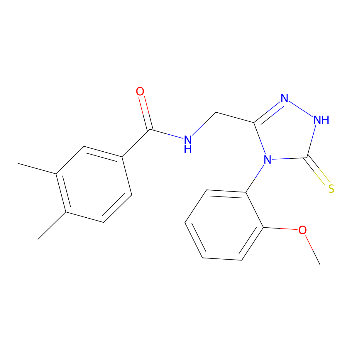 N-((4-(2-methoxyphenyl)-5-thioxo-4,5-dihydro-1H-1,2,4-triazol-3-yl)methyl)-3,4-dimethylbenzamide molecular structure, CAS 391887-24-4