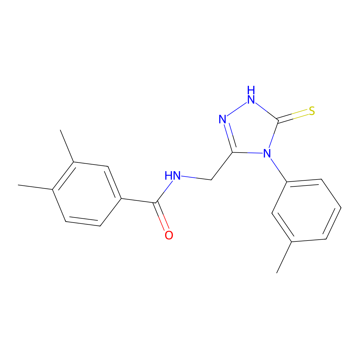 3,4-dimethyl-N-((5-thioxo-4-(m-tolyl)-4,5-dihydro-1H-1,2,4-triazol-3-yl)methyl)benzamide molecular structure, CAS 391887-27-7