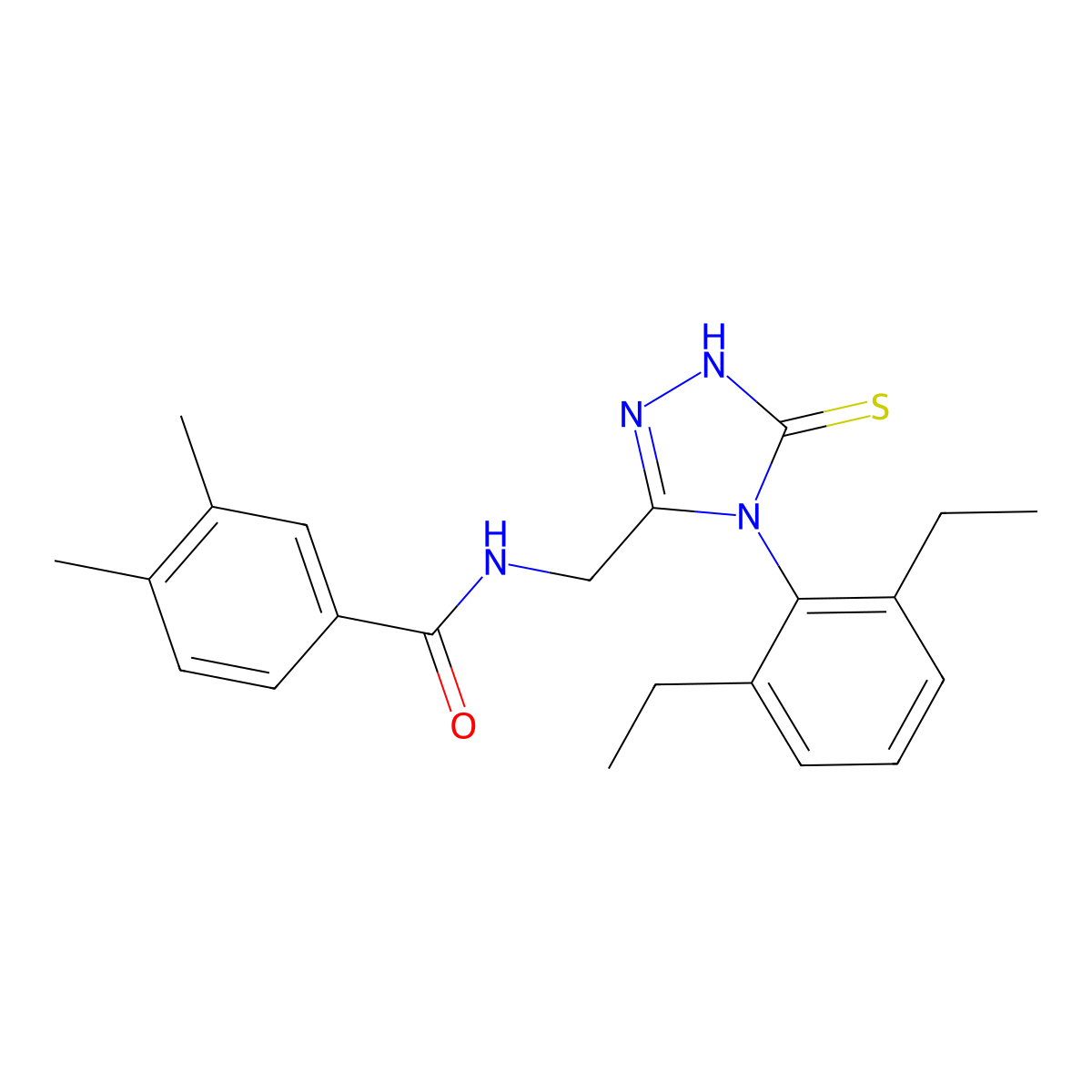 N-[[4-(2,6-diethylphenyl)-5-sulfanylidene-1H-1,2,4-triazol-3-yl]methyl]-3,4-dimethylbenzamide molecular structure, CAS 391887-29-9