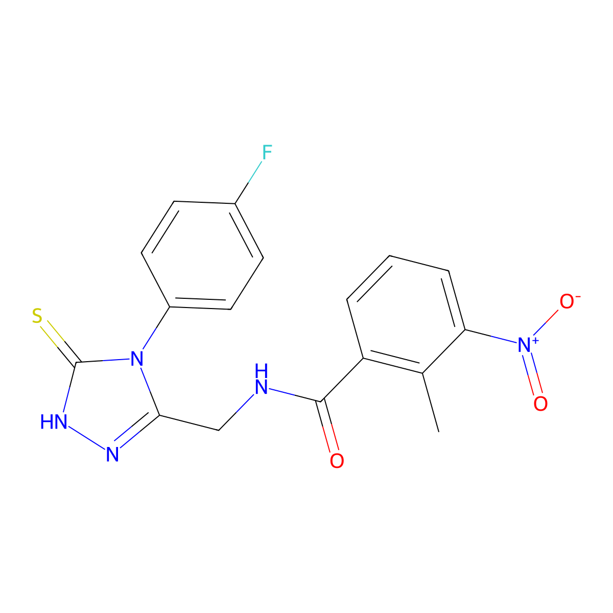 N-((4-(4-fluorophenyl)-5-thioxo-4,5-dihydro-1H-1,2,4-triazol-3-yl)methyl)-2-methyl-3-nitrobenzamide molecular structure, CAS 391887-43-7