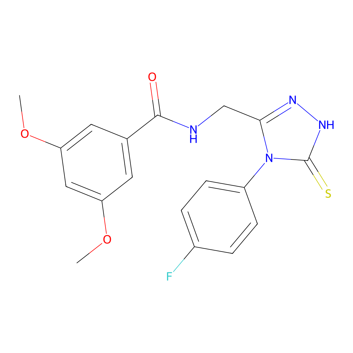 N-((4-(4-fluorophenyl)-5-thioxo-4,5-dihydro-1H-1,2,4-triazol-3-yl)methyl)-3,5-dimethoxybenzamide molecular structure, CAS 391887-51-7